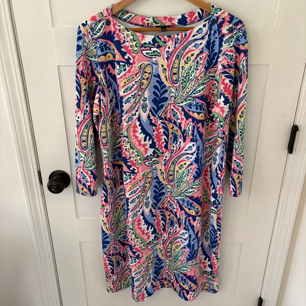 Talbots Jersey Shift Dress Botanical Paisley. Size XL. - Picture 2 of 10
